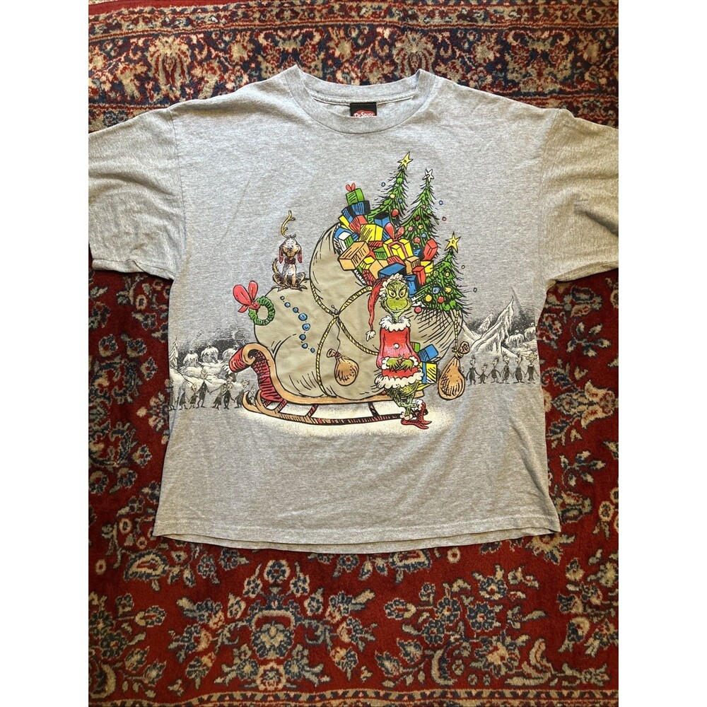 Vintage Dr. Seuss The Grinch in whoville graphic double sided t-shirt men's XL
